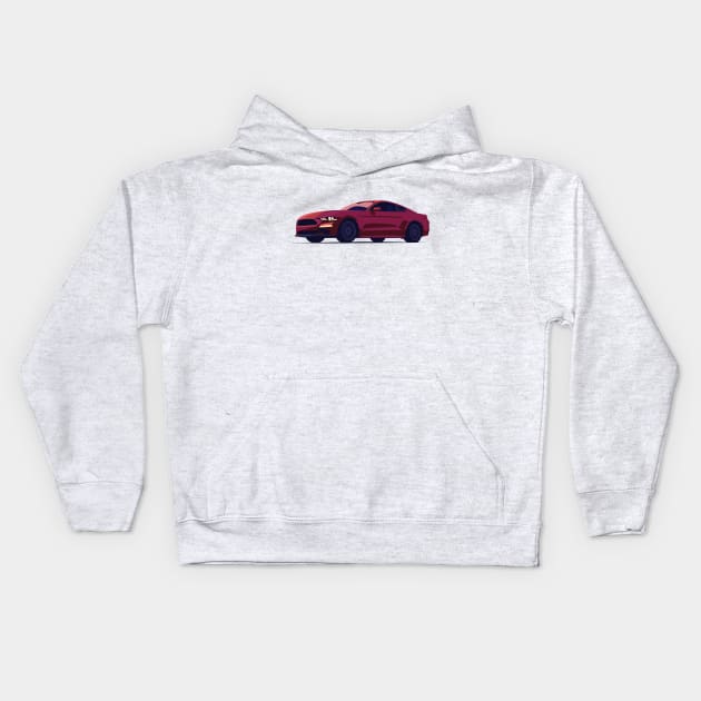 Red Ford Mustang Kids Hoodie by TheArchitectsGarage